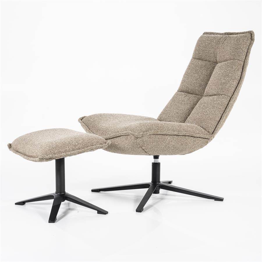 Fauteuil Marcus met voetenbank- licht grijs Baquer